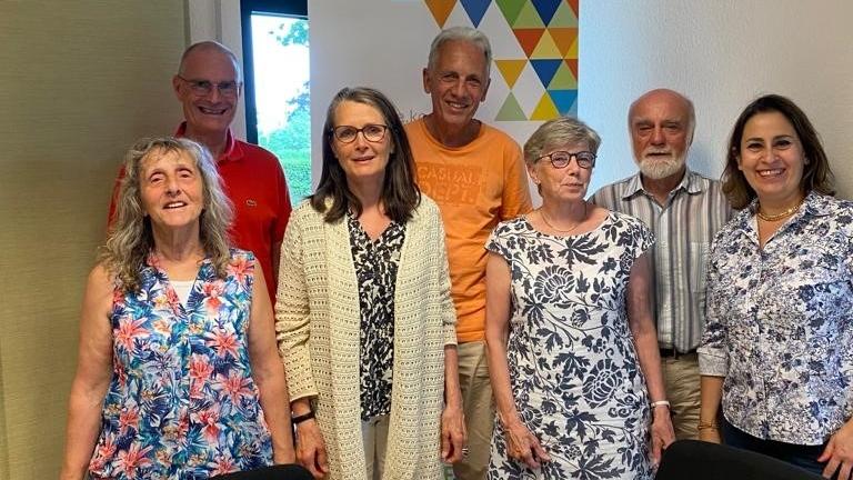 v.L.n.R. und vorne nach hinten: Maria Coenen, Jutta Heppner, Ursula Gisart, Engagementförderin Nathalie Welzel, Jürgen Harbeke, Horst Steinhausen und Dr. Wilhelm Nesselrath, auf dem Bild fehlen: Petra Röger, Elisabeth Uhlenbroich-Bläser, Christiane Funken, Klaus Selig